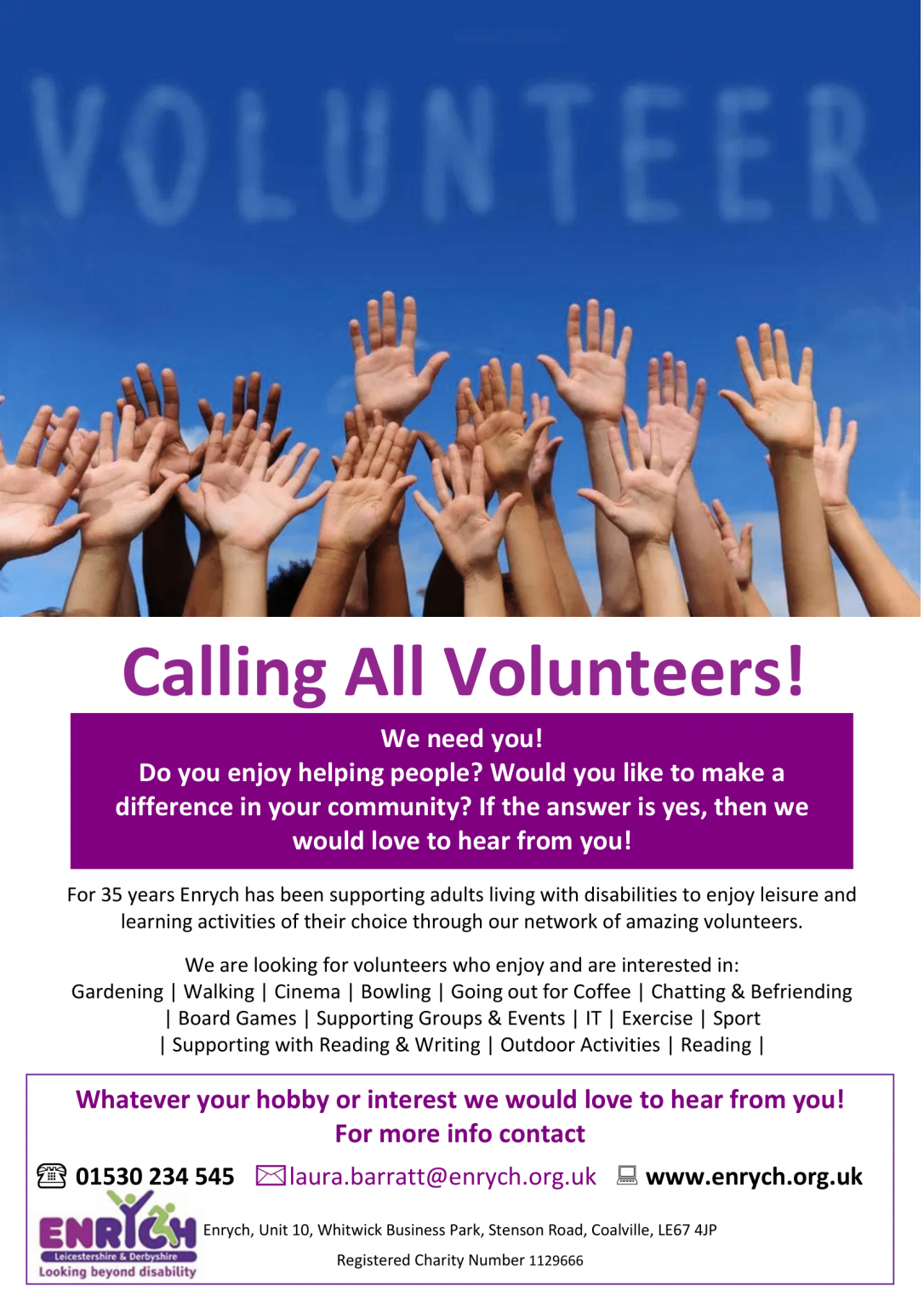 Calling All Volunteering! First Contact Plus