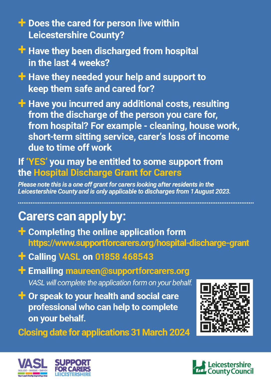 Hospital Discharge Grants For Carers | First Contact Plus